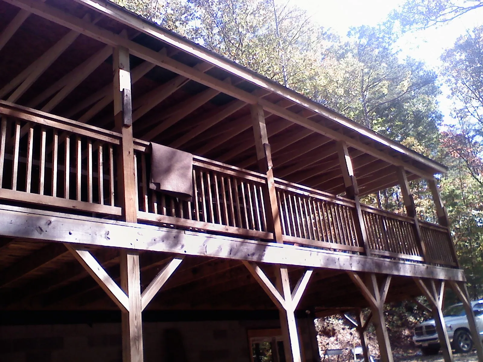 Timber framing under a new elevated porch and deck — Roof Leak Repair in Marshville by Roofing Brothers