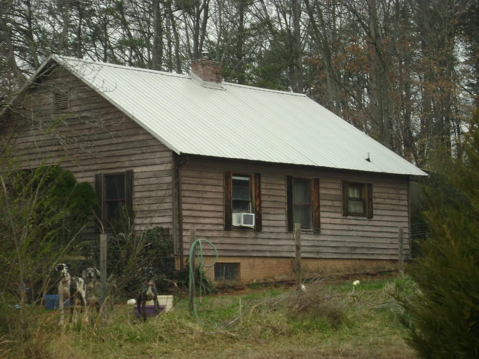 White metal roof on an old wood sided farmhouse, from a Asphalt Shingle Roof Repair job in Marshville